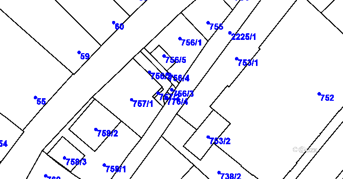 Parcela st. 756/3 v KÚ Dubňany, Katastrální mapa