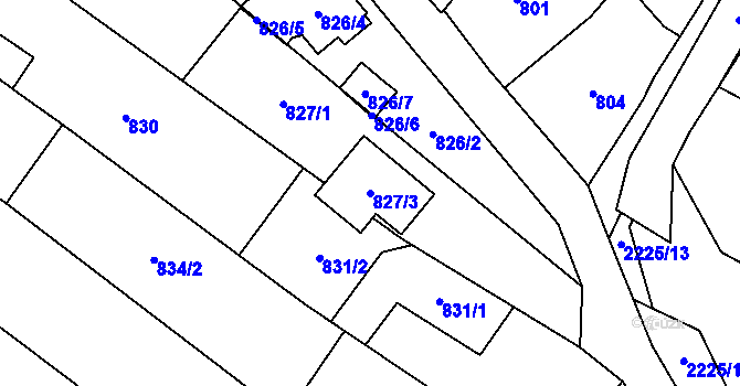 Parcela st. 827/3 v KÚ Dubňany, Katastrální mapa