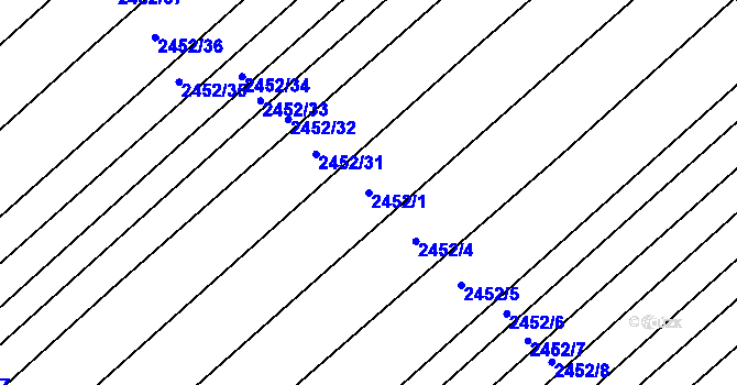 Parcela st. 2452/1 v KÚ Dubňany, Katastrální mapa