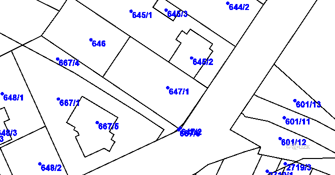 Parcela st. 647/1 v KÚ Dubňany, Katastrální mapa