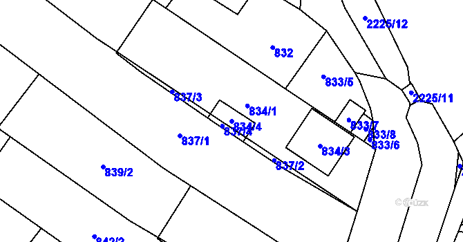 Parcela st. 834/4 v KÚ Dubňany, Katastrální mapa