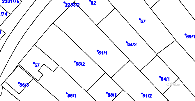 Parcela st. 61/1 v KÚ Dubňany, Katastrální mapa