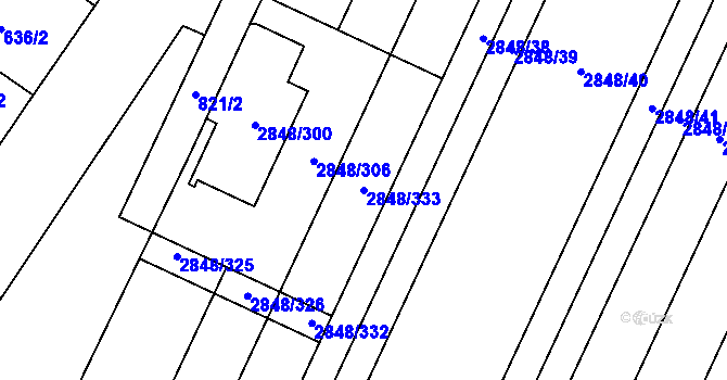 Parcela st. 2848/333 v KÚ Dubňany, Katastrální mapa