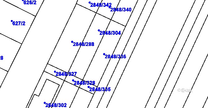Parcela st. 2848/336 v KÚ Dubňany, Katastrální mapa