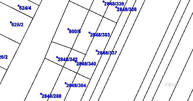 Parcela st. 2848/337 v KÚ Dubňany, Katastrální mapa