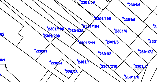 Parcela st. 2301/211 v KÚ Dubňany, Katastrální mapa