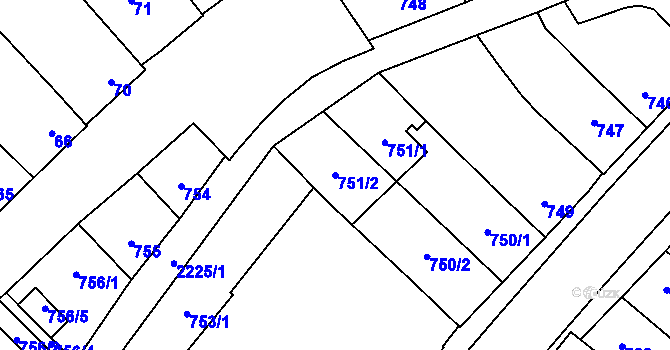 Parcela st. 751/2 v KÚ Dubňany, Katastrální mapa