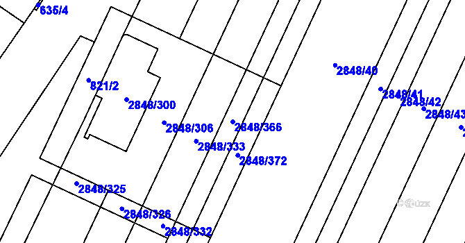 Parcela st. 2848/366 v KÚ Dubňany, Katastrální mapa