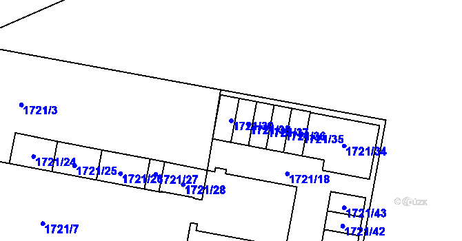 Parcela st. 1721/39 v KÚ Dubňany, Katastrální mapa