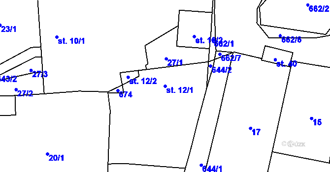 Parcela st. 12/1 v KÚ Branišov u Dubného, Katastrální mapa