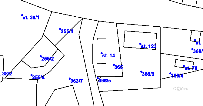 Parcela st. 14 v KÚ Branišov u Dubného, Katastrální mapa