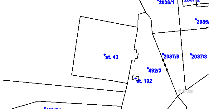 Parcela st. 43 v KÚ Branišov u Dubného, Katastrální mapa