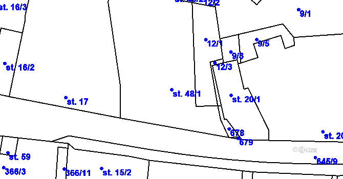 Parcela st. 48/1 v KÚ Branišov u Dubného, Katastrální mapa