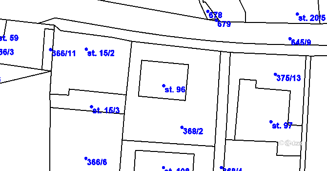 Parcela st. 96 v KÚ Branišov u Dubného, Katastrální mapa