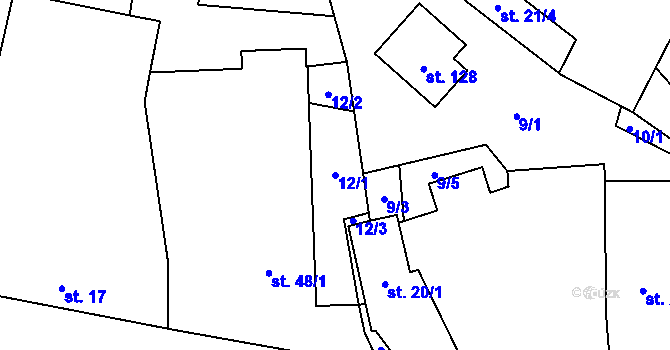 Parcela st. 12/1 v KÚ Branišov u Dubného, Katastrální mapa