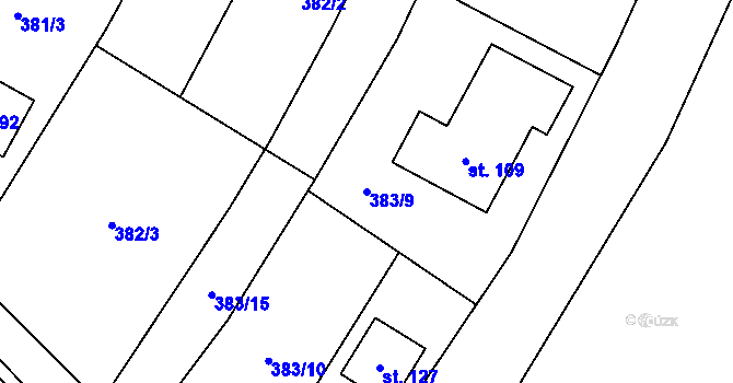 Parcela st. 383/9 v KÚ Branišov u Dubného, Katastrální mapa