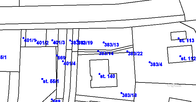 Parcela st. 383/14 v KÚ Branišov u Dubného, Katastrální mapa