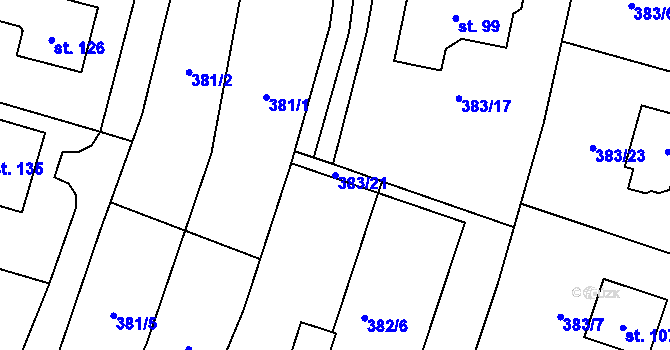 Parcela st. 383/21 v KÚ Branišov u Dubného, Katastrální mapa