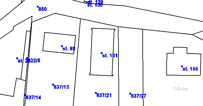 Parcela st. 101 v KÚ Branišov u Dubného, Katastrální mapa