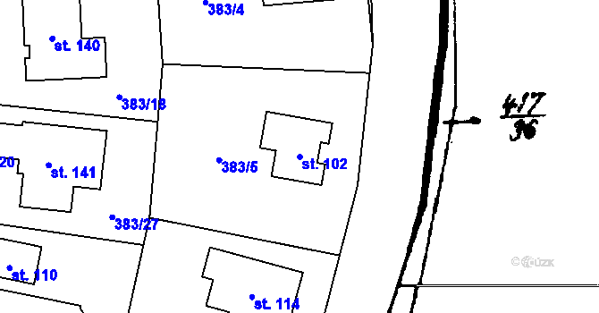 Parcela st. 102 v KÚ Branišov u Dubného, Katastrální mapa