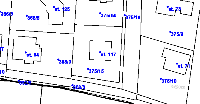 Parcela st. 117 v KÚ Branišov u Dubného, Katastrální mapa