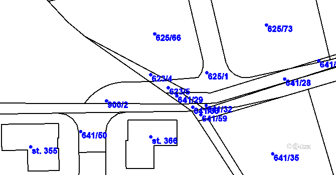 Parcela st. 623/5 v KÚ Dubné, Katastrální mapa