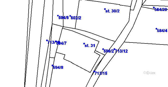 Parcela st. 31 v KÚ Dubné, Katastrální mapa