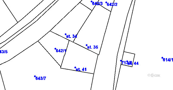 Parcela st. 35 v KÚ Dubné, Katastrální mapa