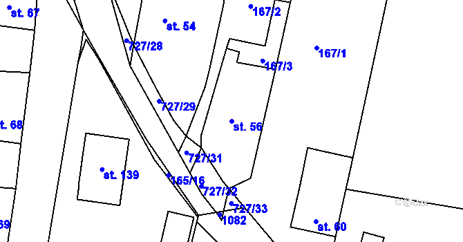 Parcela st. 56 v KÚ Dubné, Katastrální mapa