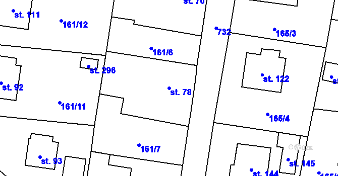 Parcela st. 78 v KÚ Dubné, Katastrální mapa