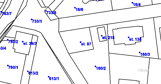 Parcela st. 87 v KÚ Dubné, Katastrální mapa