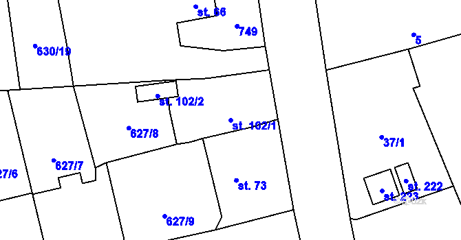 Parcela st. 102/1 v KÚ Dubné, Katastrální mapa