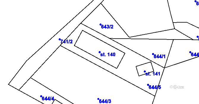 Parcela st. 140 v KÚ Dubné, Katastrální mapa