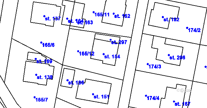 Parcela st. 154 v KÚ Dubné, Katastrální mapa