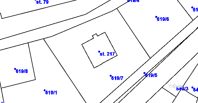 Parcela st. 217 v KÚ Dubné, Katastrální mapa
