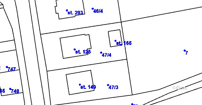 Parcela st. 47/4 v KÚ Dubné, Katastrální mapa