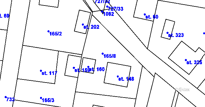 Parcela st. 165/8 v KÚ Dubné, Katastrální mapa
