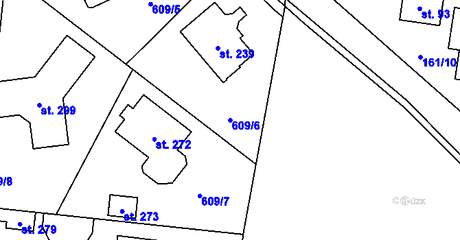 Parcela st. 609/6 v KÚ Dubné, Katastrální mapa
