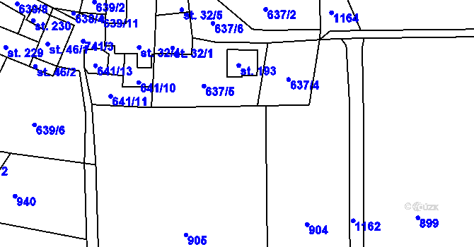 Parcela st. 641/6 v KÚ Dubné, Katastrální mapa