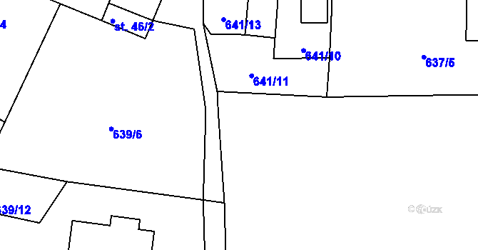Parcela st. 641/14 v KÚ Dubné, Katastrální mapa