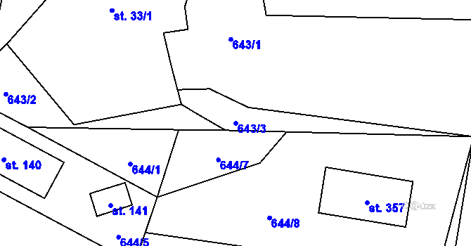Parcela st. 643/3 v KÚ Dubné, Katastrální mapa