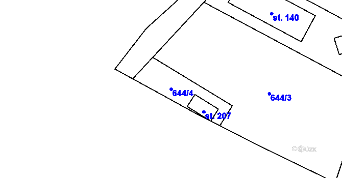 Parcela st. 644/4 v KÚ Dubné, Katastrální mapa