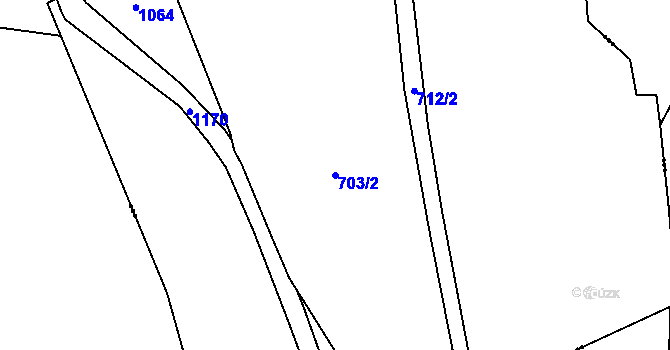 Parcela st. 703/2 v KÚ Dubné, Katastrální mapa