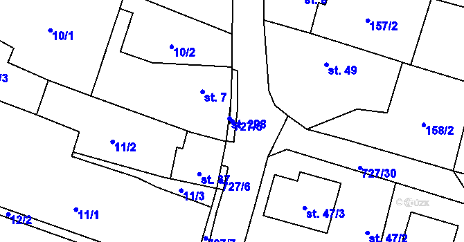 Parcela st. 727/5 v KÚ Dubné, Katastrální mapa
