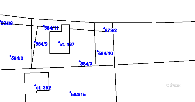 Parcela st. 584/10 v KÚ Dubné, Katastrální mapa