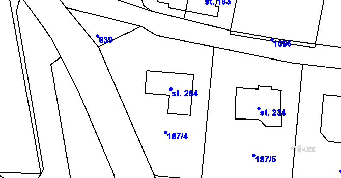 Parcela st. 264 v KÚ Dubné, Katastrální mapa