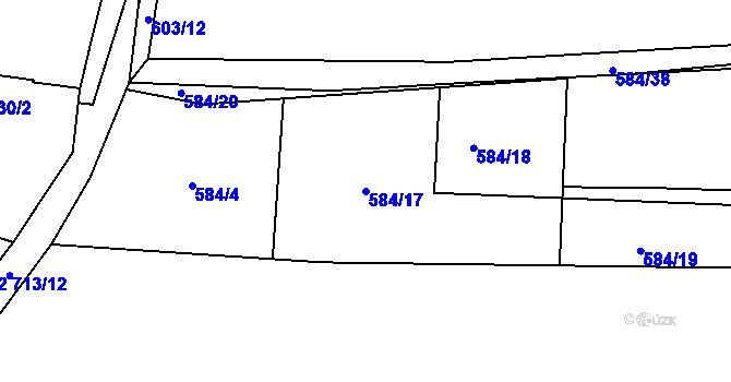 Parcela st. 584/17 v KÚ Dubné, Katastrální mapa