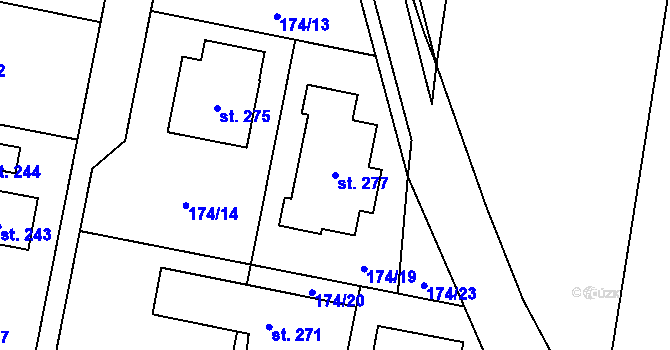 Parcela st. 277 v KÚ Dubné, Katastrální mapa