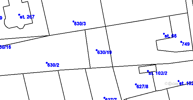 Parcela st. 630/19 v KÚ Dubné, Katastrální mapa