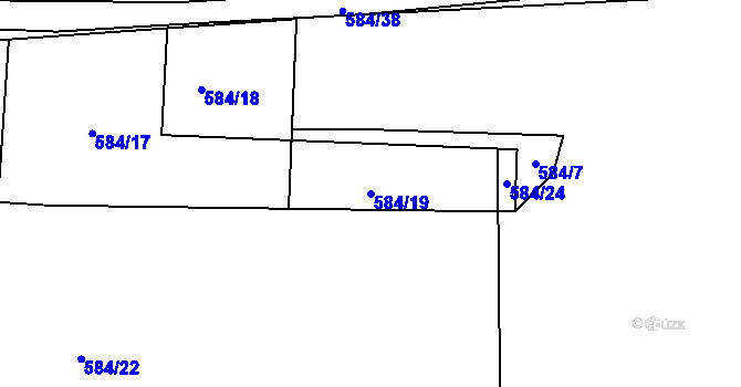 Parcela st. 584/19 v KÚ Dubné, Katastrální mapa